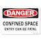 Signmission OSHA Sign, Confined Space Entry Can Fatal, 18in X 12in Rigid Plastic, 18" W, 12" H, Landscape OS-DS-P-1218-L-19290 - alternate 1